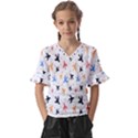 Cute airplanes planes Kids  V-Neck Horn Sleeve Blouse View1