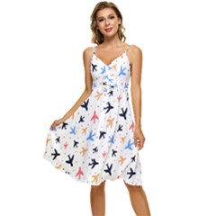 Cute Airplanes Planes Sleeveless Tie Front Chiffon Dress by ConteMonfrey