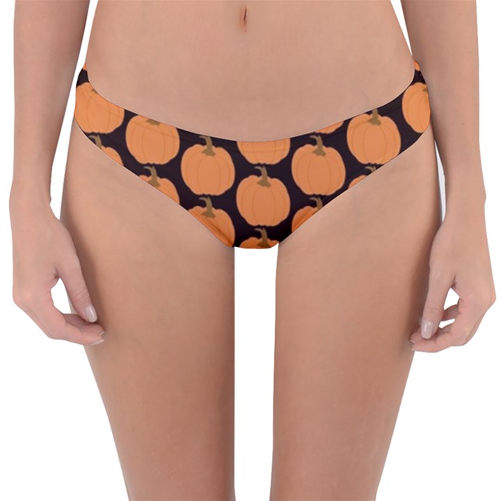 Black And Orange Pumpkin Reversible Hipster Bikini Bottoms