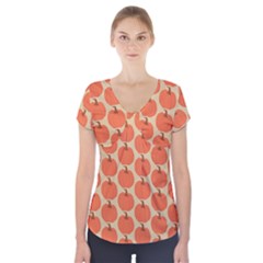 Cute Pumpkin Short Sleeve Front Detail Top by ConteMonfrey