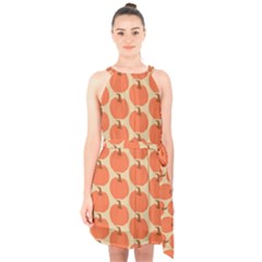 Cute Pumpkin Halter Collar Waist Tie Chiffon Dress by ConteMonfrey