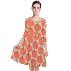 Cute Pumpkin Quarter Sleeve Waist Band Dress by ConteMonfrey