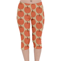 Cute Pumpkin Velvet Capri Leggings  by ConteMonfrey