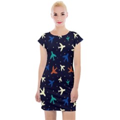 Blue Sky Airplanes Planes Cap Sleeve Bodycon Dress by ConteMonfrey