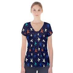 Blue Sky Airplanes Planes Short Sleeve Front Detail Top by ConteMonfrey