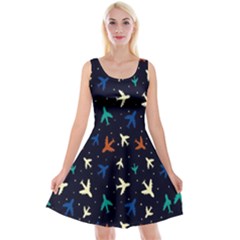 Blue Sky Airplanes Planes Reversible Velvet Sleeveless Dress