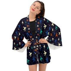 Blue Sky Airplanes Planes Long Sleeve Kimono by ConteMonfrey