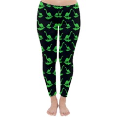 Green Neon Dinos Classic Winter Leggings