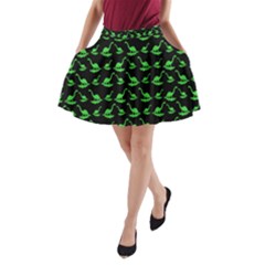 Green Neon Dinos A-line Pocket Skirt by ConteMonfrey