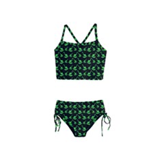 Green Neon Dinos Girls  Tankini Swimsuit by ConteMonfrey