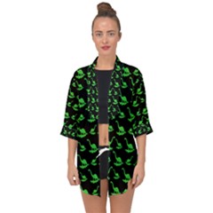 Green Neon Dinos Open Front Chiffon Kimono by ConteMonfrey