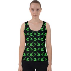 Green Neon Dinos Velvet Tank Top by ConteMonfrey