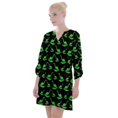 Green Neon Dinos Open Neck Shift Dress by ConteMonfrey