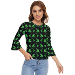 Green Neon Dinos Bell Sleeve Top