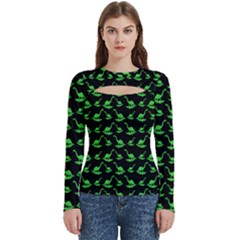 Green Neon Dinos Women s Cut Out Long Sleeve T-shirt by ConteMonfrey