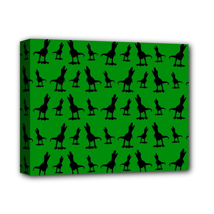 Dinos on a green background Deluxe Canvas 14  x 11  (Stretched)