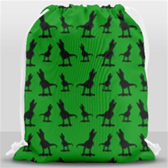 Dinos On A Green Background Drawstring Bag (large) by ConteMonfrey