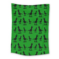 Dinos On A Green Background Medium Tapestry