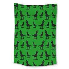 Dinos On A Green Background Large Tapestry