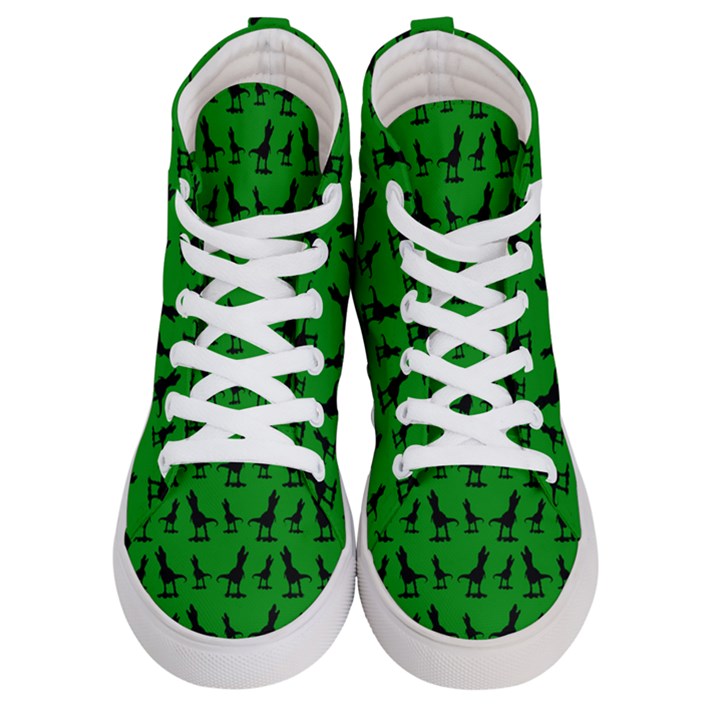 Dinos on a green background Women s Hi-Top Skate Sneakers