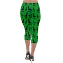 Dinos on a green background Lightweight Velour Capri Leggings  View2