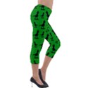 Dinos on a green background Lightweight Velour Capri Leggings  View4