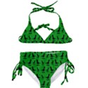 Dinos on a green background Kids  Classic Bikini Set View1