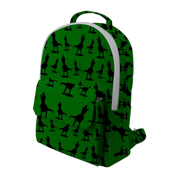 Dinos on a green background Flap Pocket Backpack (Large)