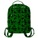 Dinos on a green background Flap Pocket Backpack (Large) View3