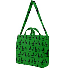 Dinos On A Green Background Square Shoulder Tote Bag by ConteMonfrey