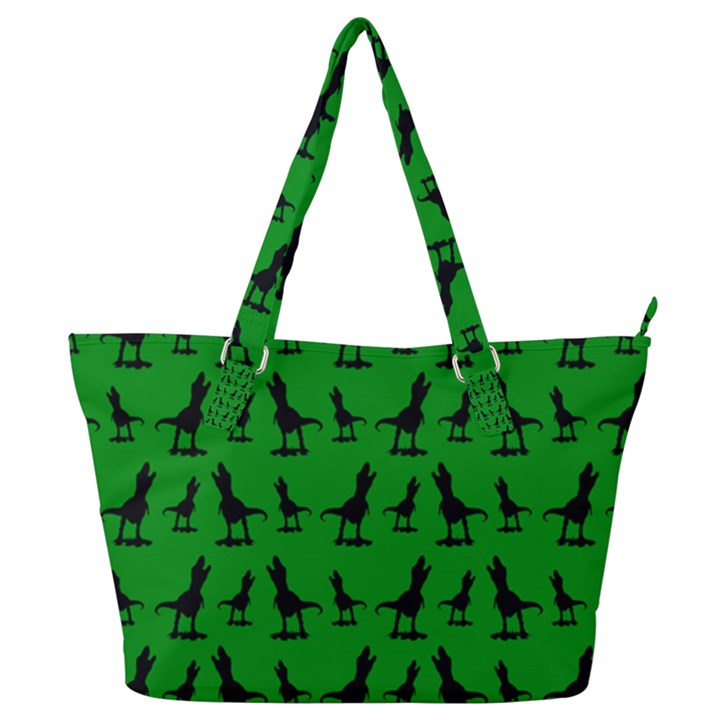 Dinos on a green background Full Print Shoulder Bag