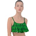 Dinos on a green background Frill Bikini Top View1