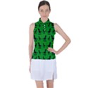 Dinos on a green background Women s Sleeveless Polo T-Shirt View1