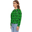 Dinos on a green background Women s Long Sleeve Raglan T-Shirt View2