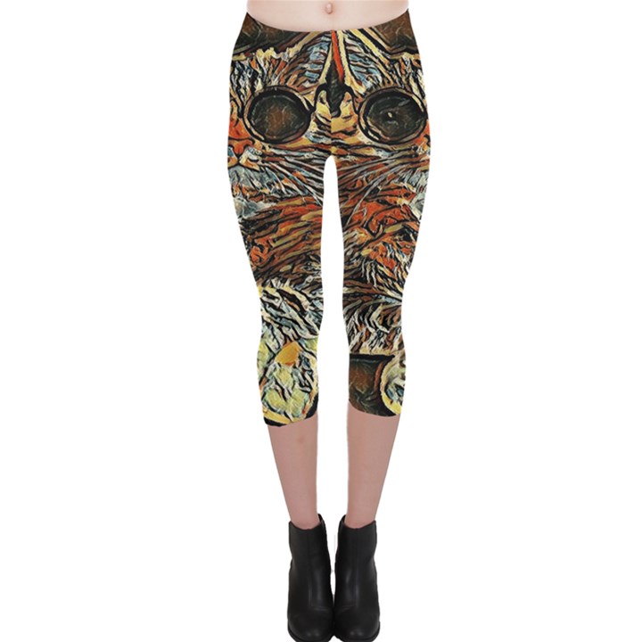 Cats Are Cooler cat in glasses Capri Leggings 