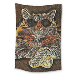 Cats Are Cooler Cat In Glasses Large Tapestry