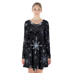 The Most Beautiful Stars Long Sleeve Velvet V-neck Dress