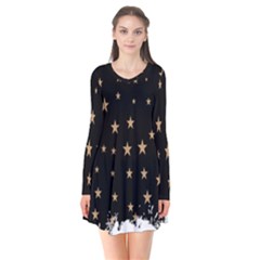 Little Stars Pattern Long Sleeve V-neck Flare Dress by ConteMonfrey