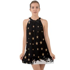 Little Stars Pattern Halter Tie Back Chiffon Dress by ConteMonfrey