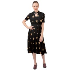 Little Stars Pattern Keyhole Neckline Chiffon Dress by ConteMonfrey