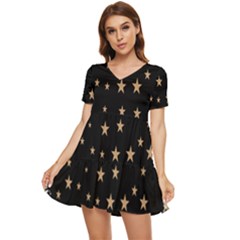 Little Stars Pattern Tiered Short Sleeve Babydoll Dress by ConteMonfrey