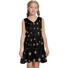 Little Stars Pattern Kids  Sleeveless Tiered Mini Dress by ConteMonfrey