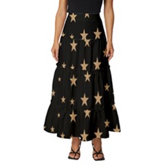 Little Stars Pattern Tiered Ruffle Maxi Skirt by ConteMonfrey