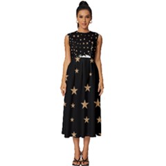 Little Stars Pattern Sleeveless Round Neck Midi Dress by ConteMonfrey