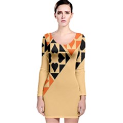 Aesthetic Hearts Long Sleeve Velvet Bodycon Dress