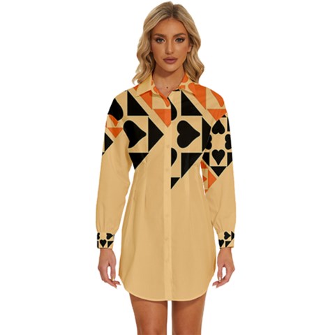 Aesthetic Hearts Womens Long Sleeve Shirt Dress by ConteMonfrey