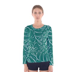 Tropical Green Monstera  Women s Long Sleeve T-shirt