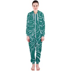 Tropical Green Monstera  Hooded Jumpsuit (ladies)