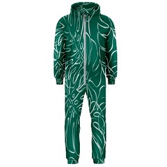 Tropical Green Monstera  Hooded Jumpsuit (men)