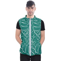 Tropical Green Monstera  Men s Puffer Vest